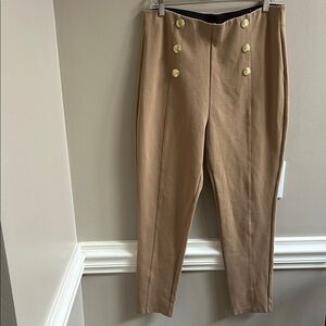 Zara Camel Tan High Waisted Ponte Knit Leggings Pants Size XXL
